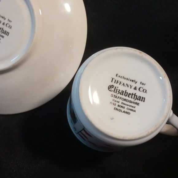 Staffordshire exclusively for Tiffany & co. Tea cup and saucer Elizabethan - Picture 4 of 5